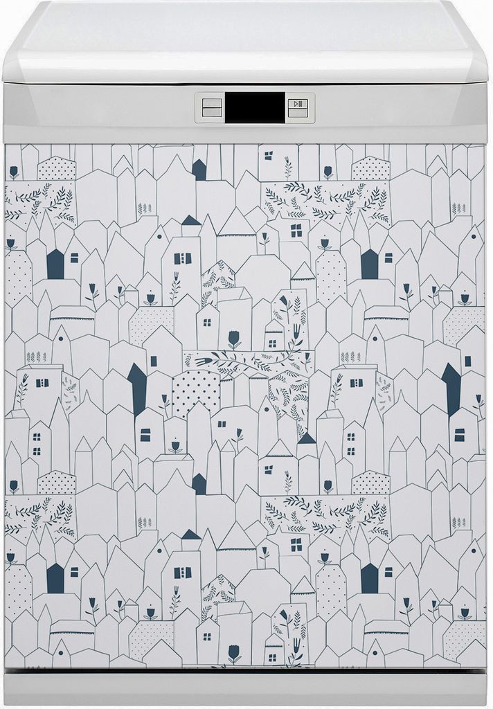 Magnet Folie für Geschirrspüler Magnete Geschirrspüle Magnet für Spülmaschine 60x70 cm Dekor - Cottages