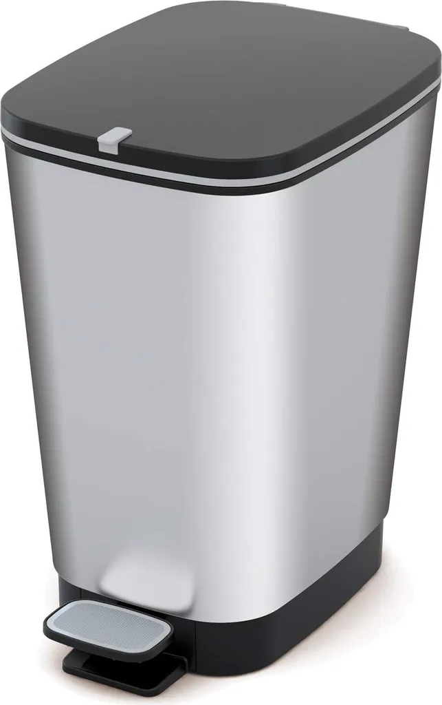 Poubelle de Cuisine 45L Kis Chic Argent pour Famille et Grand Volume