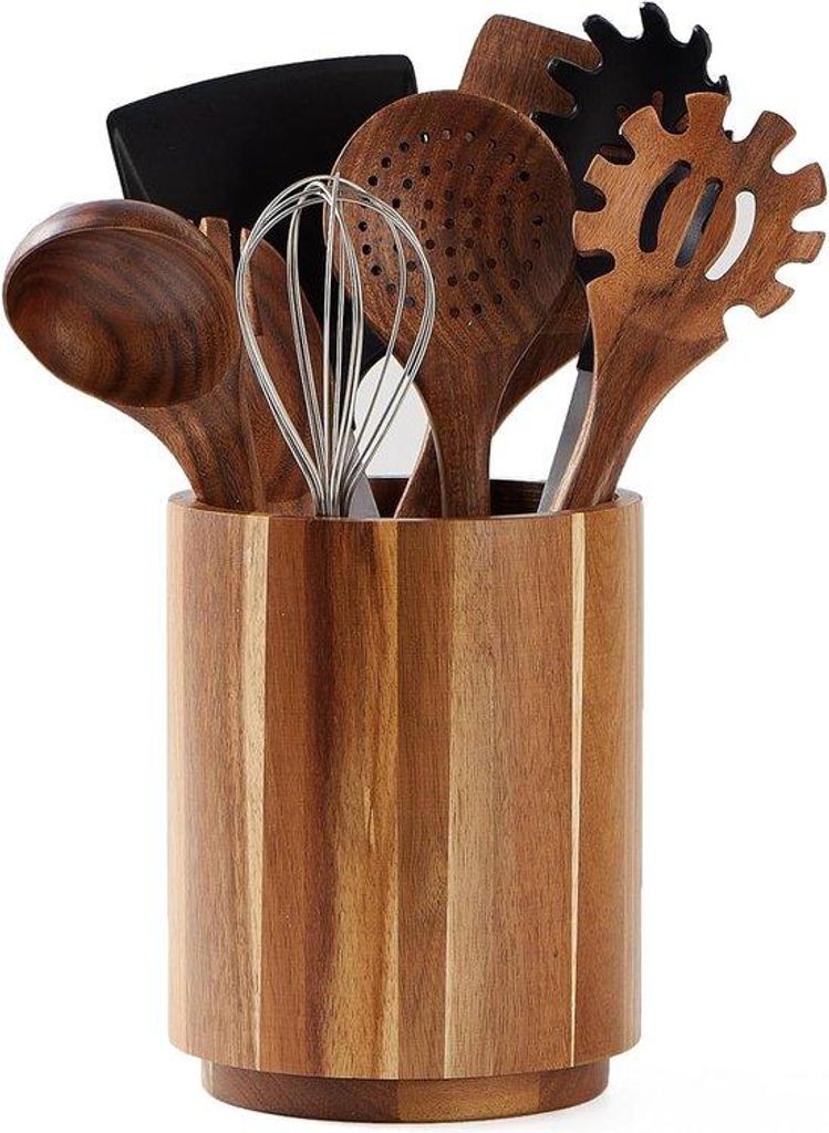 Hausgerätehalter - 360° Drehbarer Hausgerätehalter Organizer - Holz - Für Arbeitsplatte Organizer Besteck Löffel Schöpfer Werkzeug Besteckbox...