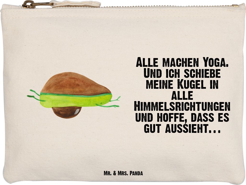 Mr. & Mrs. Panda Etui Avocado Yoga Größe M - Weiß - Geschenk, Baumwolltasche, Stiftemäppchen, Schminktäschchen, Kulturbeutel, Haha, Mäppchen,...