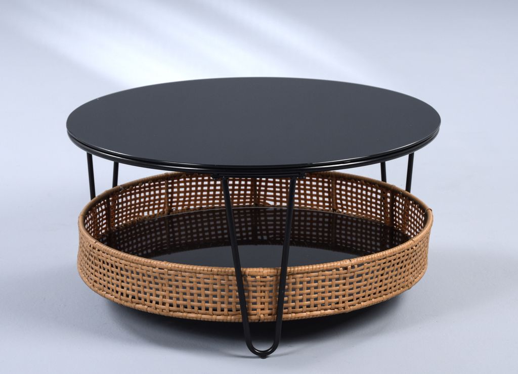 Couchtisch Sofia mit Rattan - H=40cm, D=80cm Produktbild 3