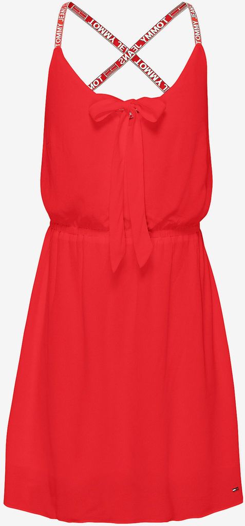 Tommy Jeans Rotes Frauenschulterkleid