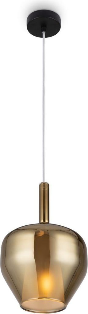 Pendelleuchte Glas Metall E27 Ø 20 cm H: max. 334 cm in Schwarz Gold rund Modern Hängelampe