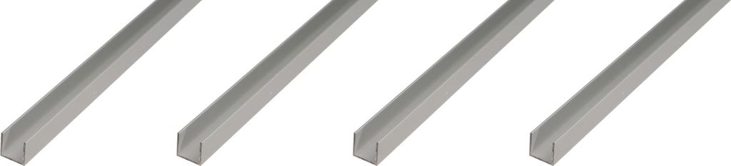 Alberts 4 x U-Profil, Aluminium, 10 x 15 x 10 x 1,5 mm, Länge 2 m, silberfarbig eloxiert