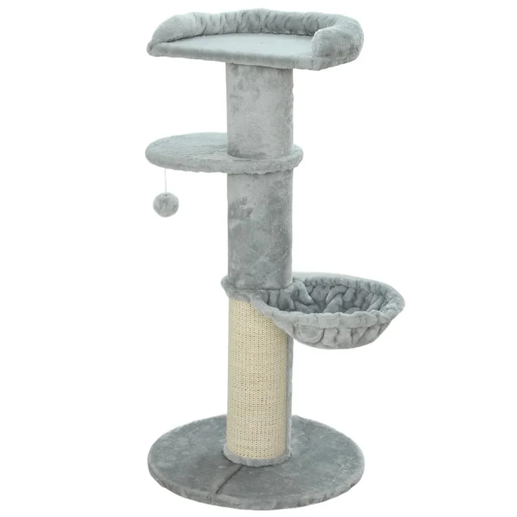 Arbre à chat 103,5 cm en polyester et sisal gris clair avec hamac - 7