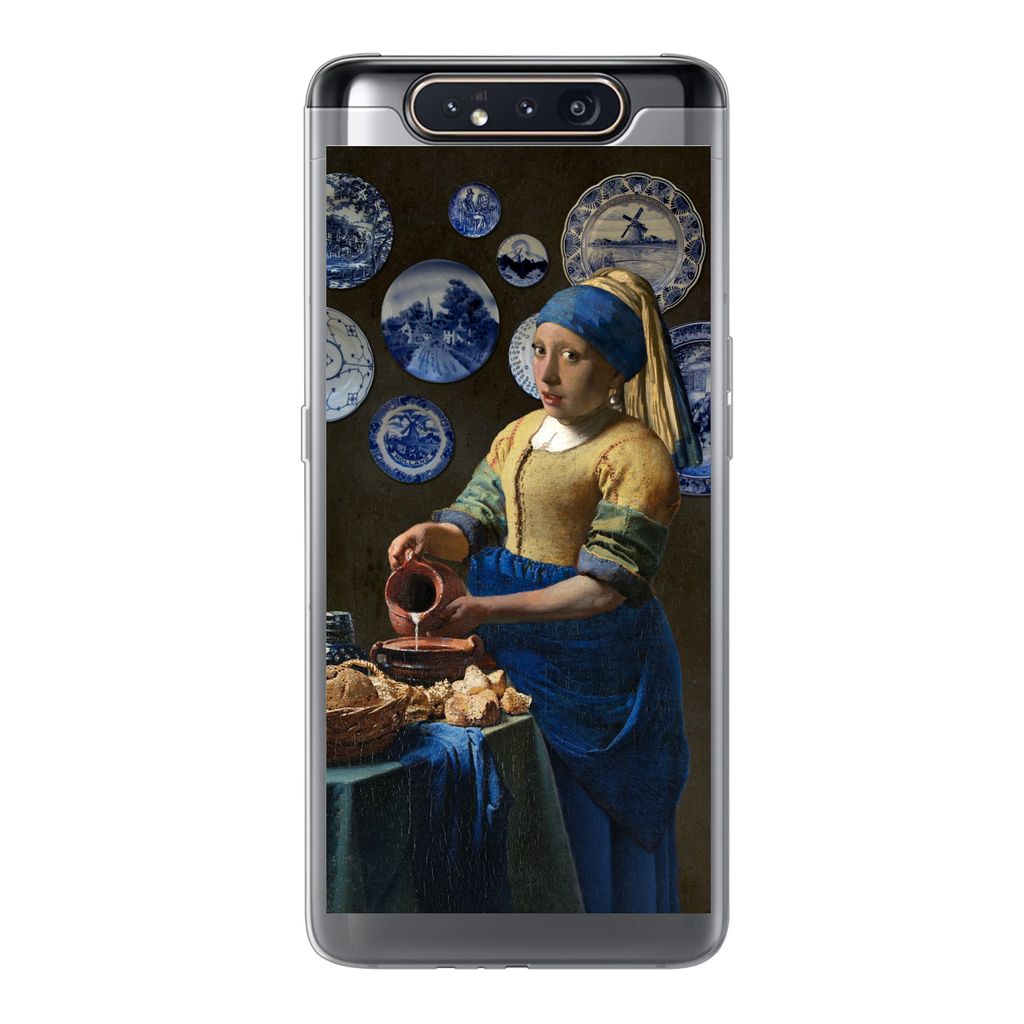 MuchoWow Handyhülle Schutzhülle Hülle für Samsung Galaxy A80 Milchmädchen - Das Mädchen mit dem Perlenohrring - Vermeer Silikon Softcase Ha...