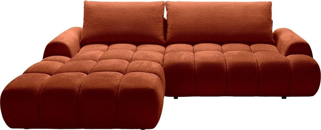 Ecksofa mit Schlaffunktion - Ecke rechts - Chenille - Grün - FARNETA