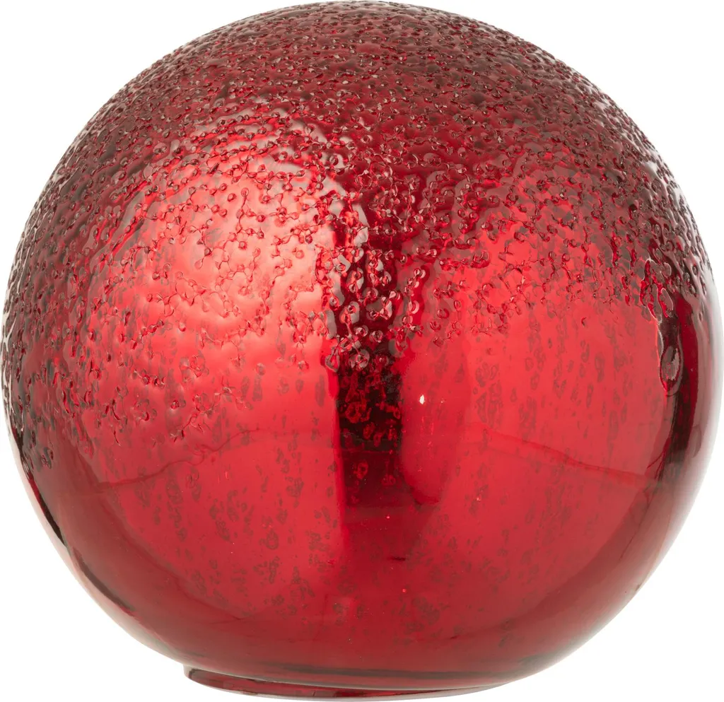 Boule LED Noël Rouge J-Line Verre Fissuré : Déco Sécurisée et Design