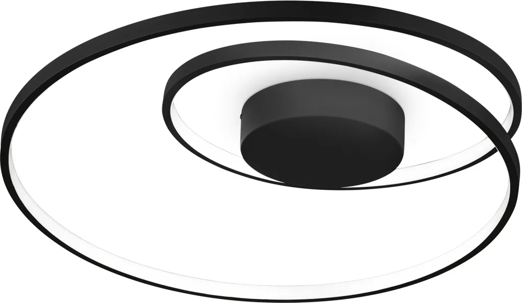 Plafonnier rond OZ PL Ideal Lux noir avec diffuseur opale au style moderne