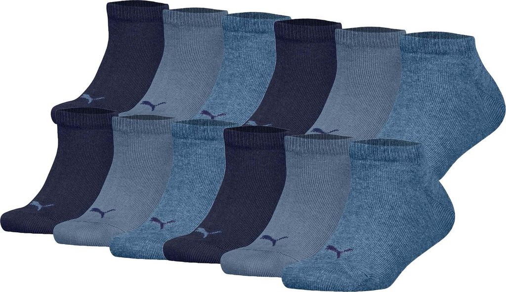 PUMA Kinder Sneakersocken, 12er Pack - Plain Sneaker 12P, Logo, einfarbig Denim Blau 27-30