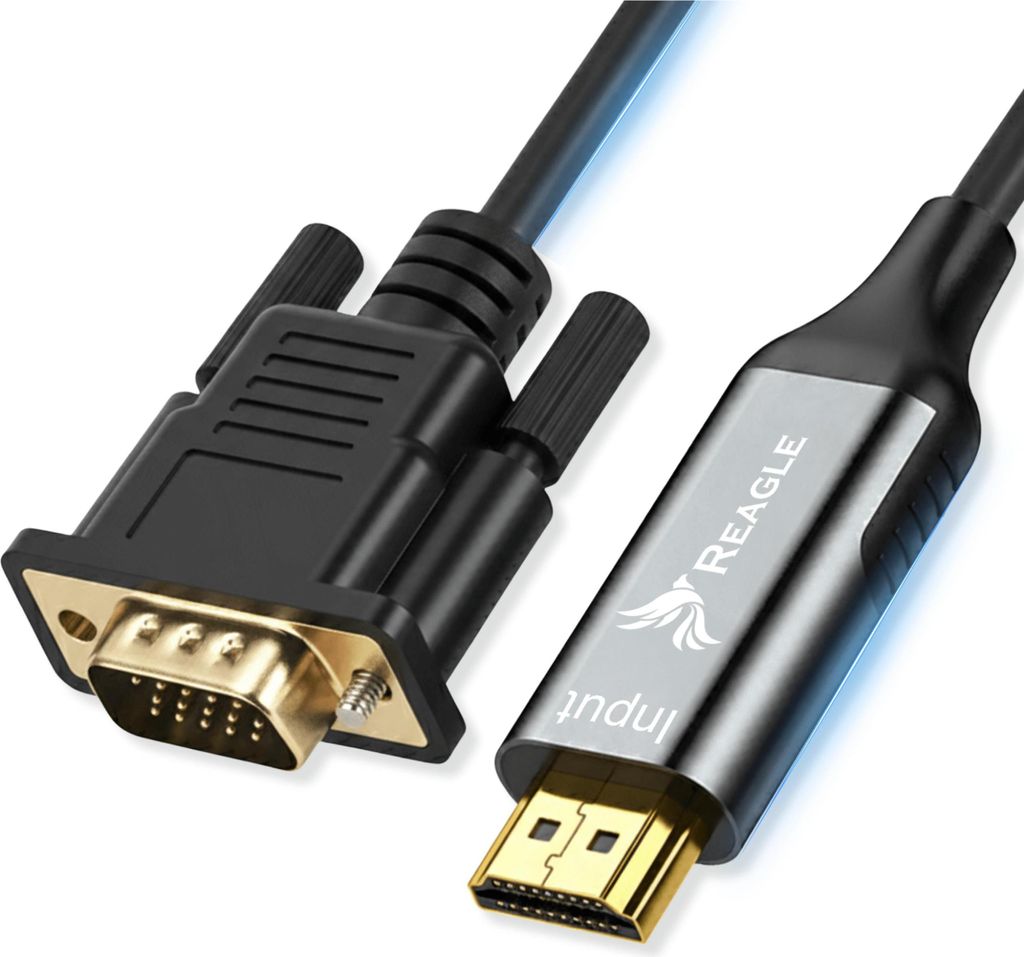 Reagle HDMI zu VGA Kabel 1 m Adapter Konverter Full HD 1080p zu Monitor Unidirektionaler HDMI → VGA Betrieb