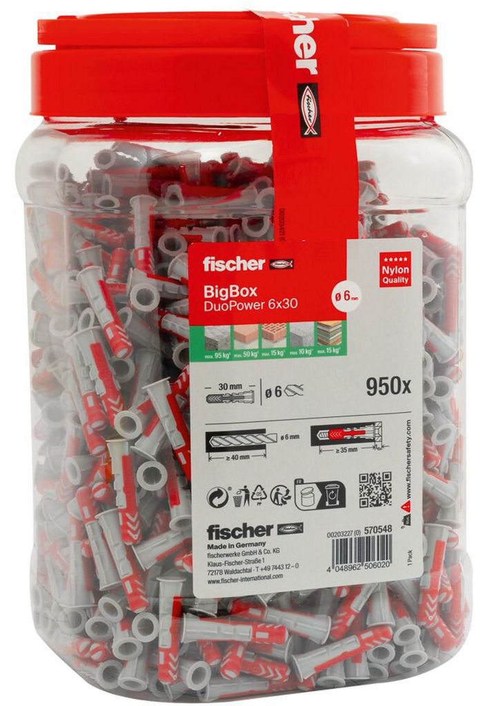 fischer Allzweckdübel DuoPower 6 x 30 BigBox, 950 Stück Produktbild 