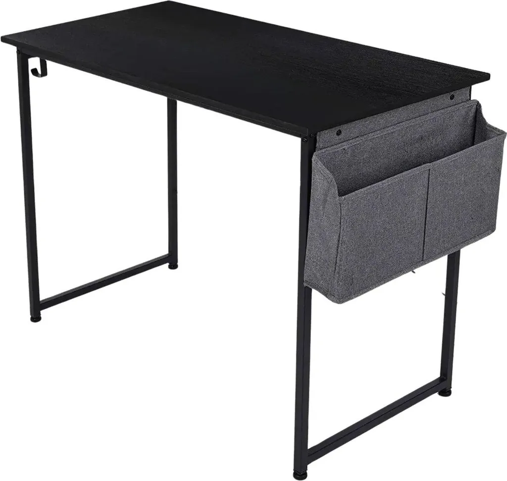 Bureau Nero 120 cm avec rangement intégré pour ordinateur et PC portable