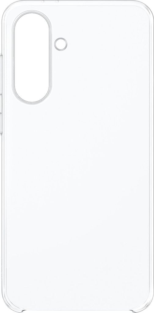 A clear, transparent phone case is shown against a white background.