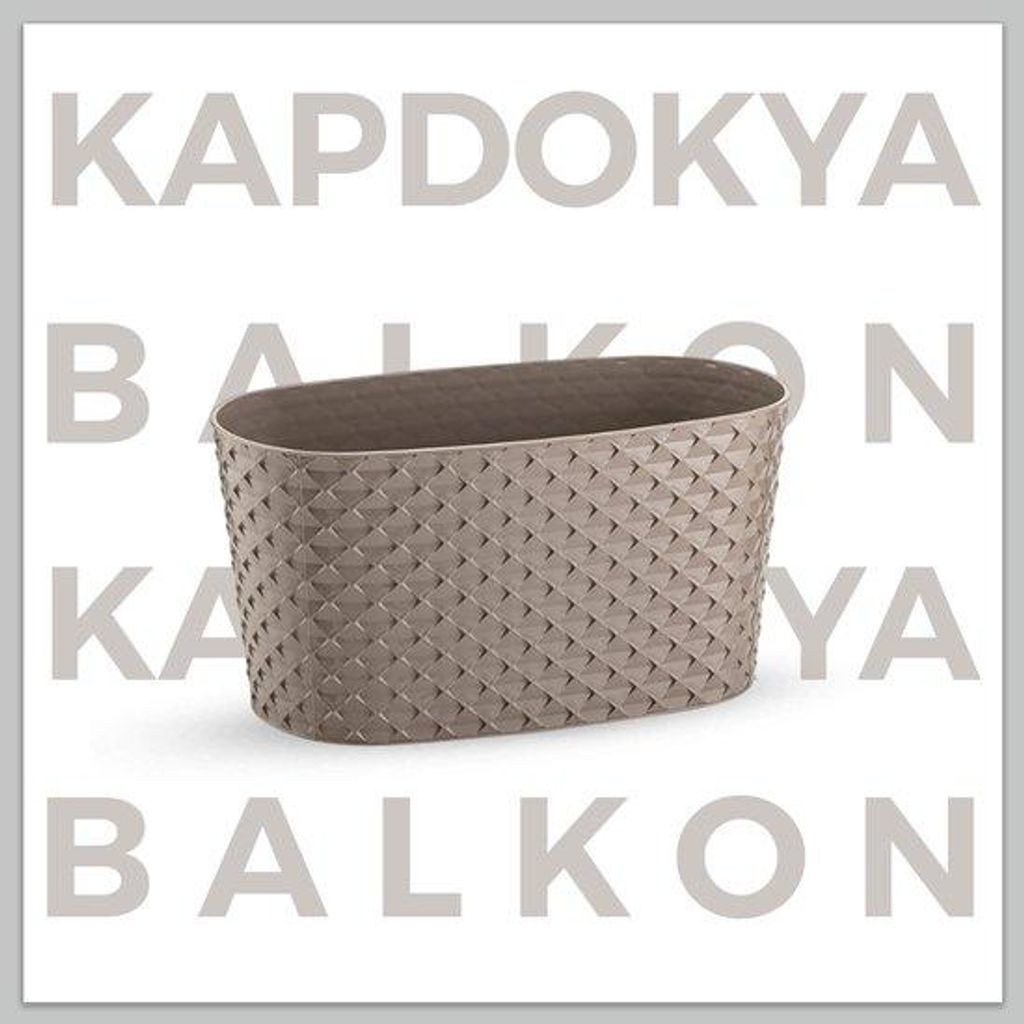 1+1 Ovale Blumentopf - Taupe - Pflanzgefäß mit Wasserauffang - 30 cm - Blumentopf für Innen und Außen