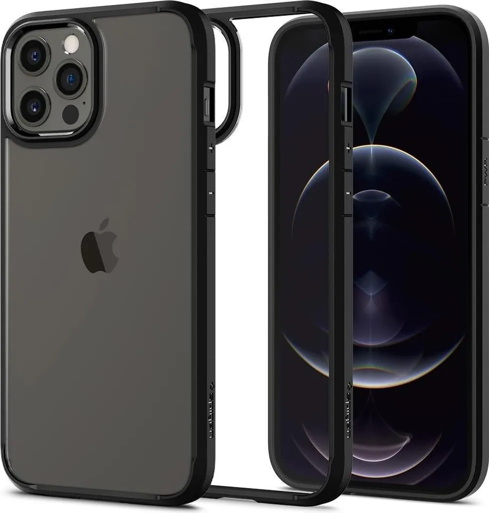 Spigen Ultra Hybrid iPhone 12/12 Pro: Cover Robusta Nero Trasparente