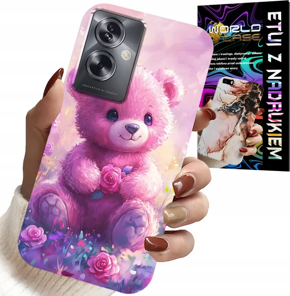 Kit Protezione Oppo A79 5G: Custodia Orsetto Rosa e Pellicola Foil 9H