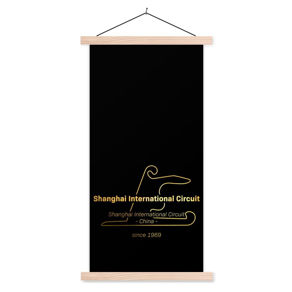 MuchoWow Textilposter Formel 1 - China - Rennstrecke 60x120 cm mit holzfarbenen Rahmen - Holz