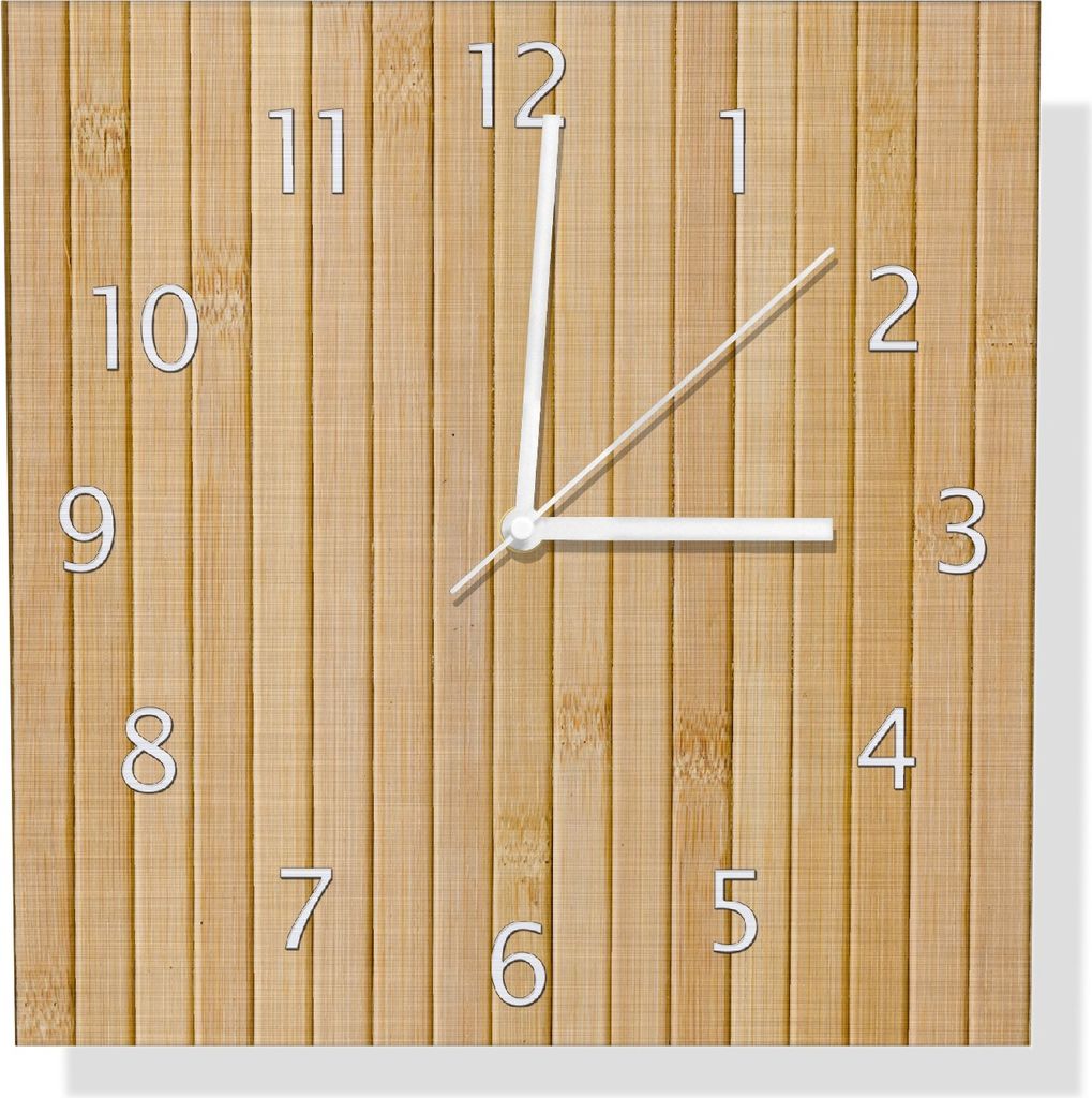 Wallario Design Wanduhr Holzpanele hell aus Aluverbund, Größe 30 x 30 cm