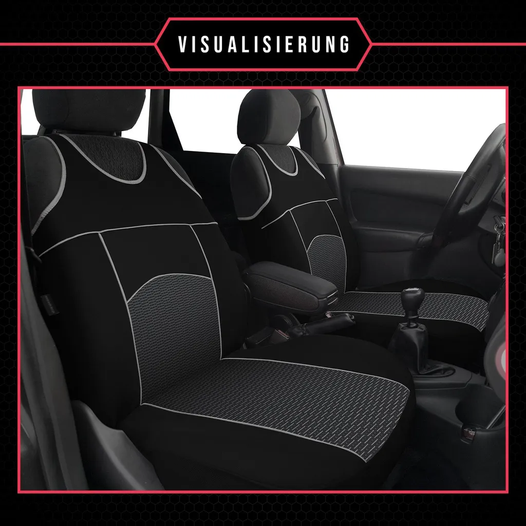 Coprisedili auto Coprisedili universali per Volkswagen Passat B4 Nero Anteriore 1+1 - 6