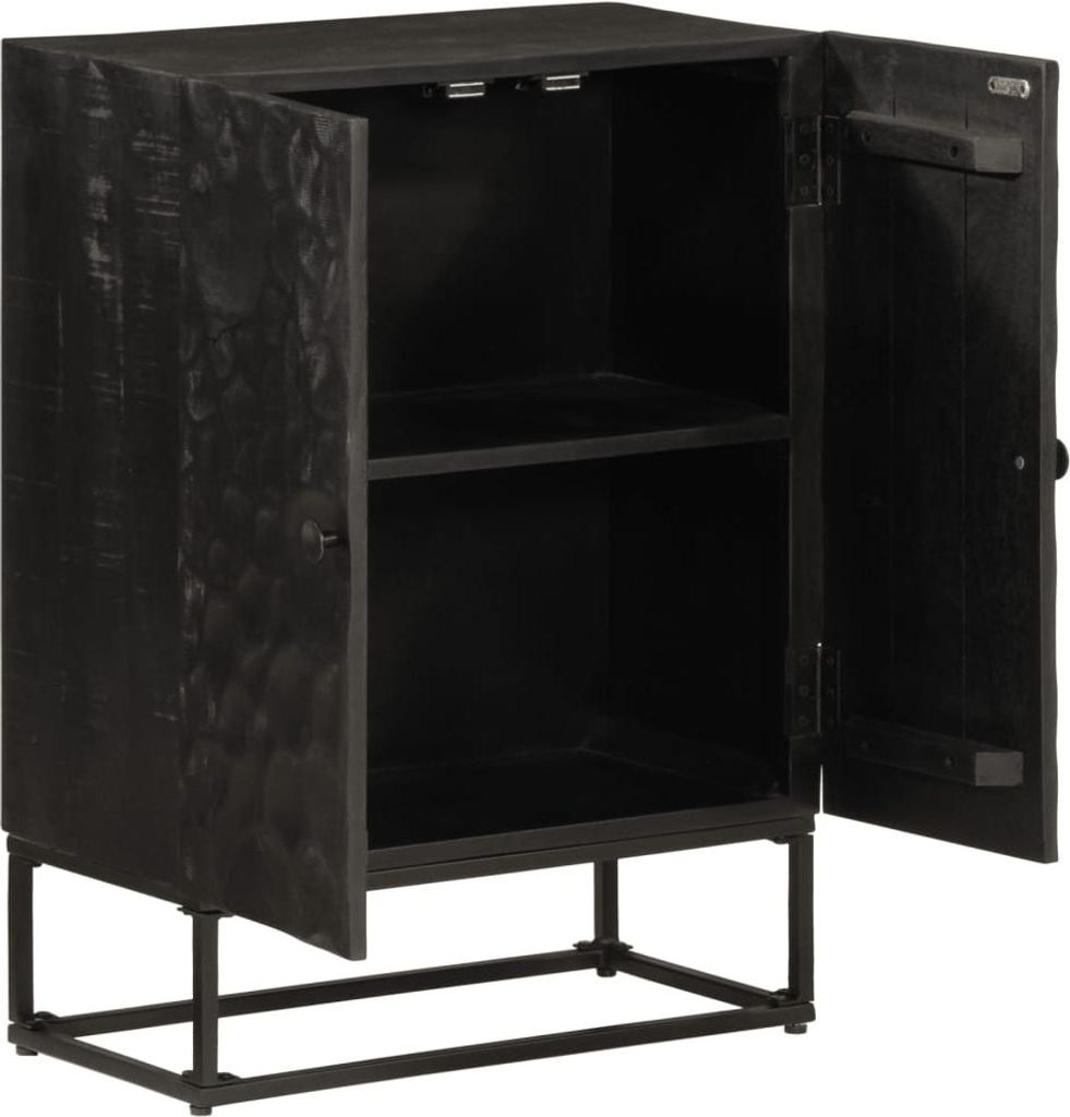 vidaXL Sideboard Schwarz 55x30x76 cm Massivholz Mango und Eisen