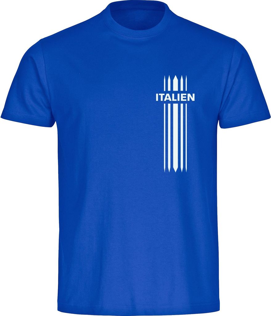 multifanshop Herren T-Shirt - Italien - Streifen, blau, Größe L
