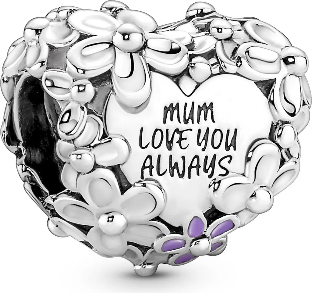 Charm Coeur Marguerite Mum PANDORA en Argent Sterling 925 - Bijou Femme