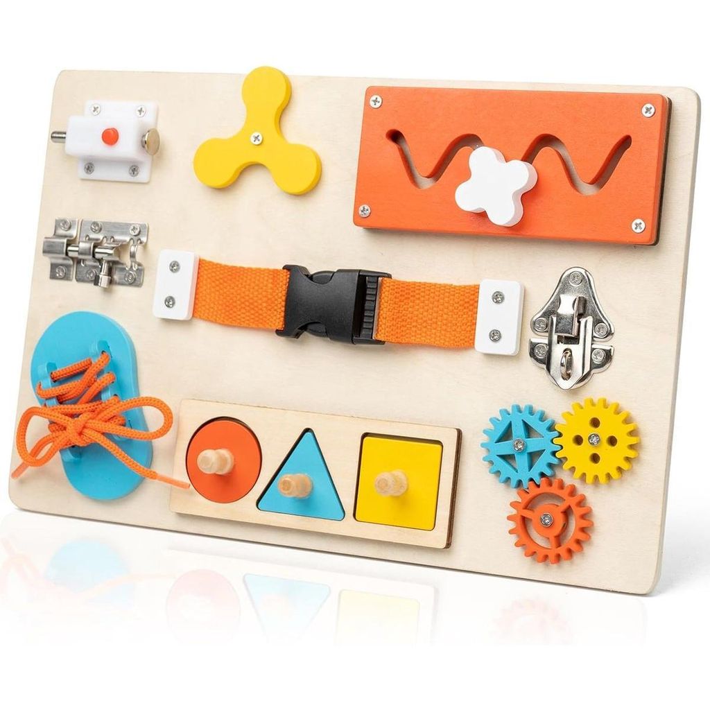 Minicee Montessori Busy Board Holz 9-in-1 Lernspielzeug Motorikbrett 3–5 Jahre