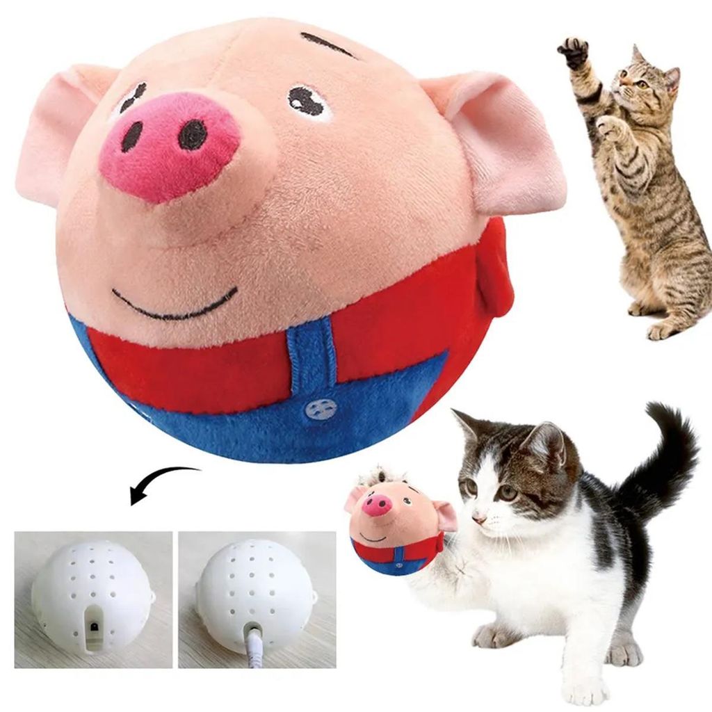 Interaktiver Haustierball Hund Spielzeug, singend & sprechend, USB aufladbar, vibrierend, Plüsch, lernfähig, 17x12,5 cm, rot