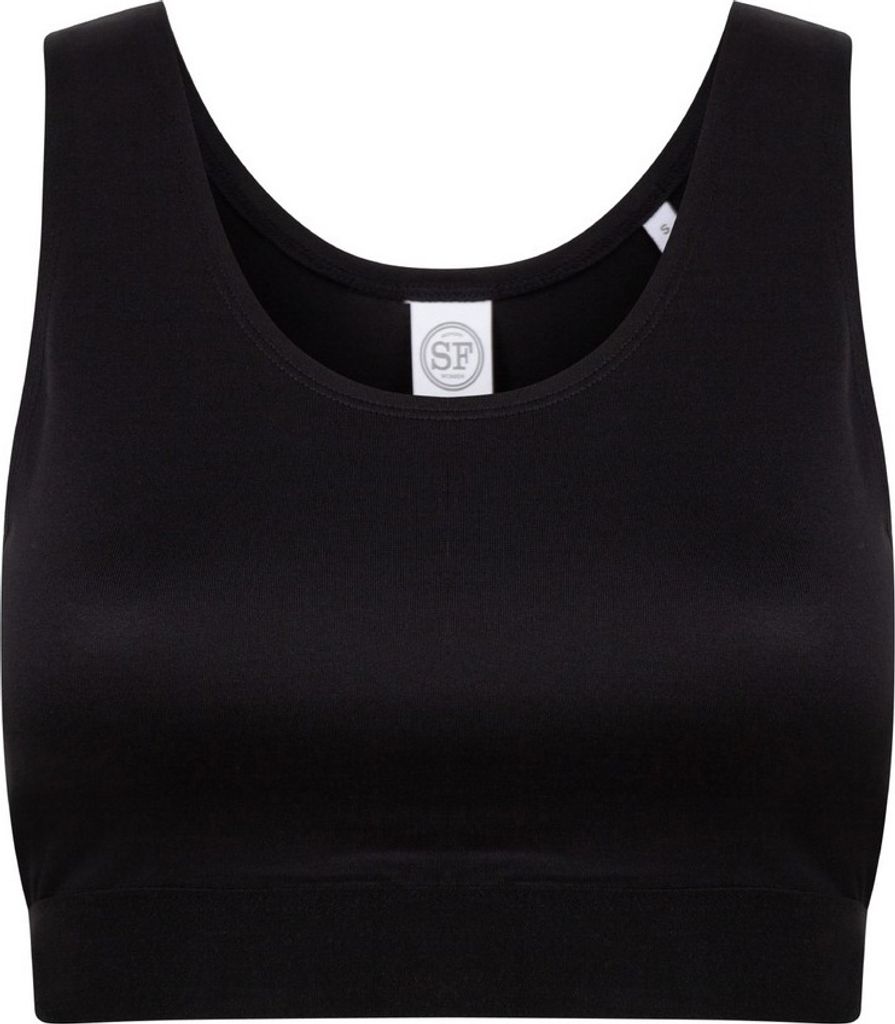 Skinni Fit Damen Fashion Crop Top RW5493 (M) (Schwarz)