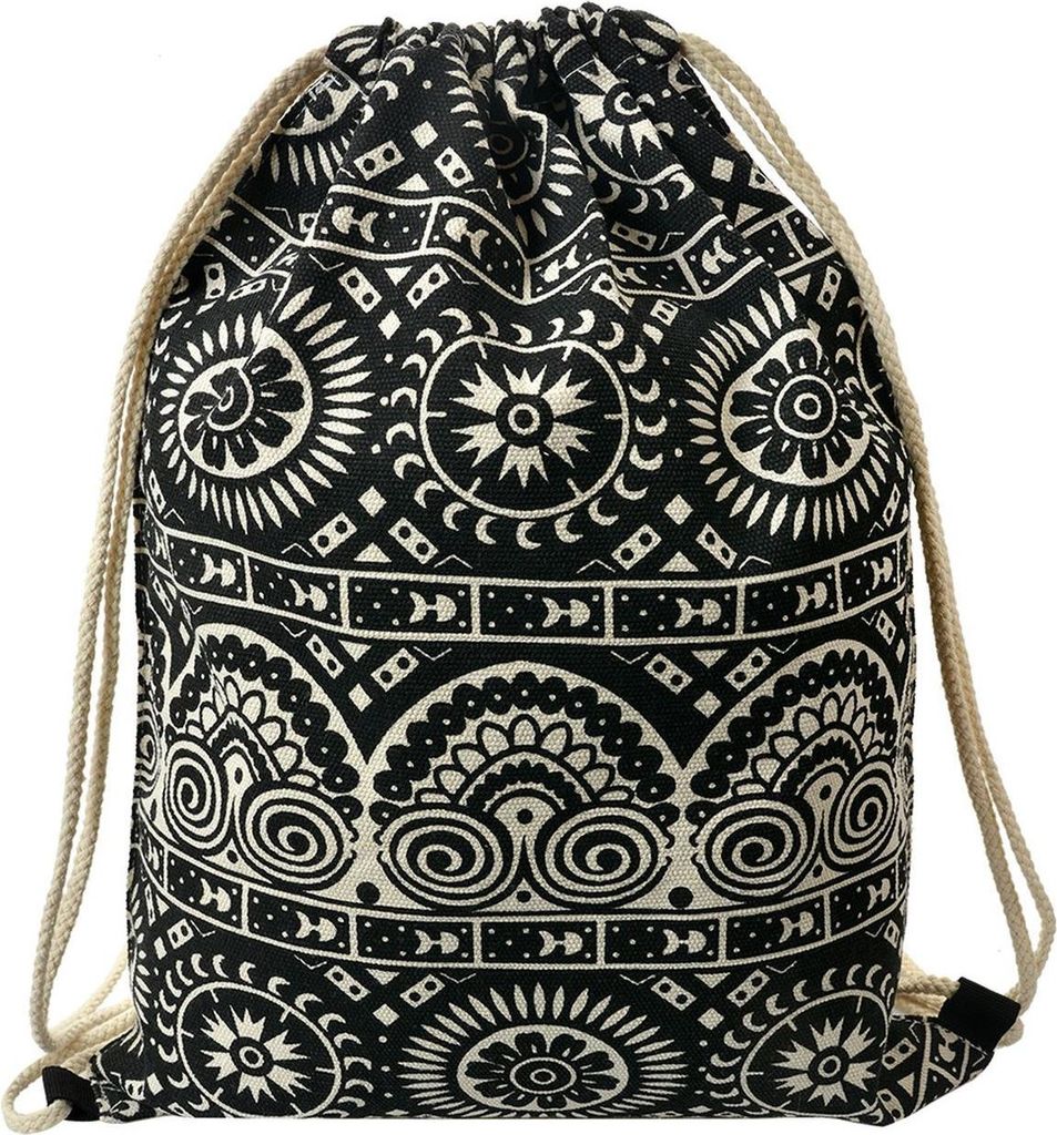 Juleeze JZBG0311 Sac à dos Boho noir et blanc 34x1x43 cm Image du produit 