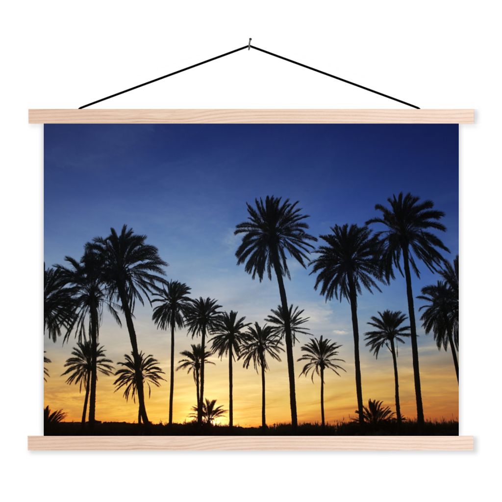 MuchoWow Textilposter Palme - Natur - Strand - Sonne - Nacht 40x30 cm mit holzfarbenen Rahmen - Bilder