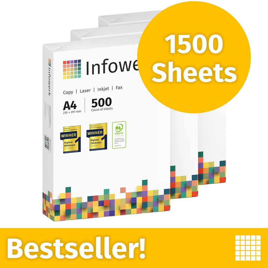 NIEUW: Infowerk Printerpapier Kopieerpapier 1500 Vel 3 x Productafbeelding 