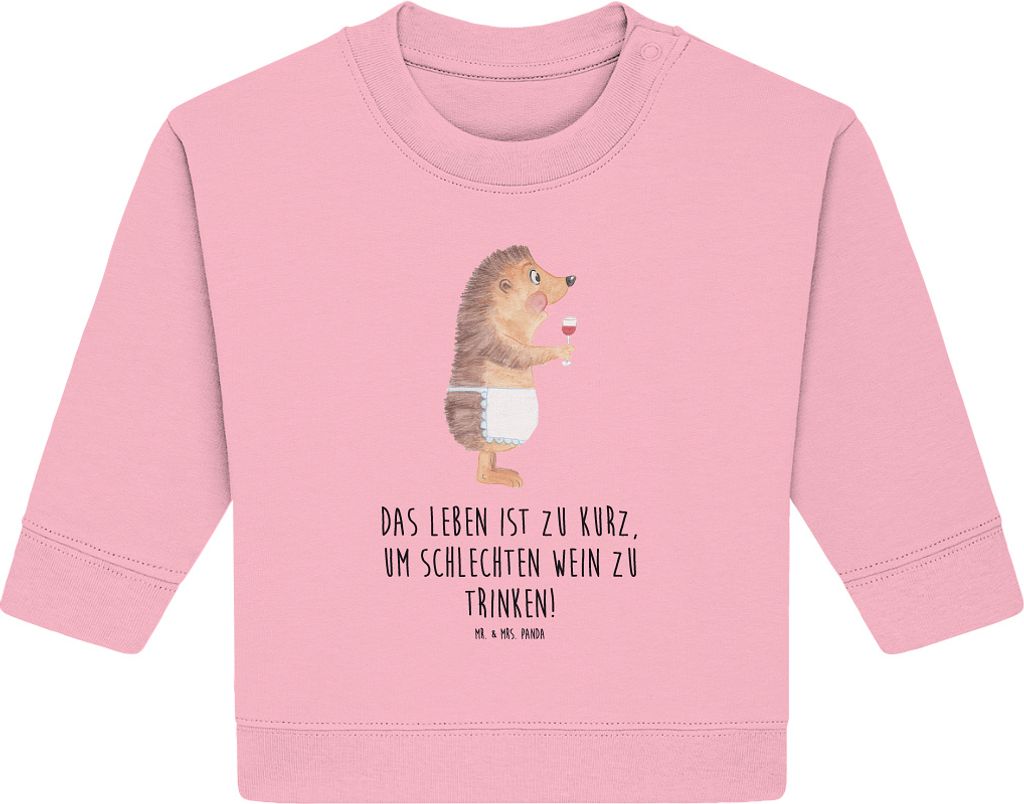Mr. & Mrs. Panda Organic Baby Pullover Igel Wein 24. - 36. Monat - Baumwolle Pink - Geschenk, Lustige Sprüche, Bullover, Rotwein, Weinliebhaber, W...