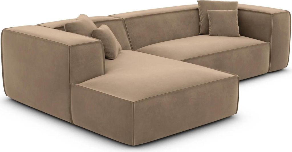 Samtstoff L-Form Sofa Arelia Braun Links
