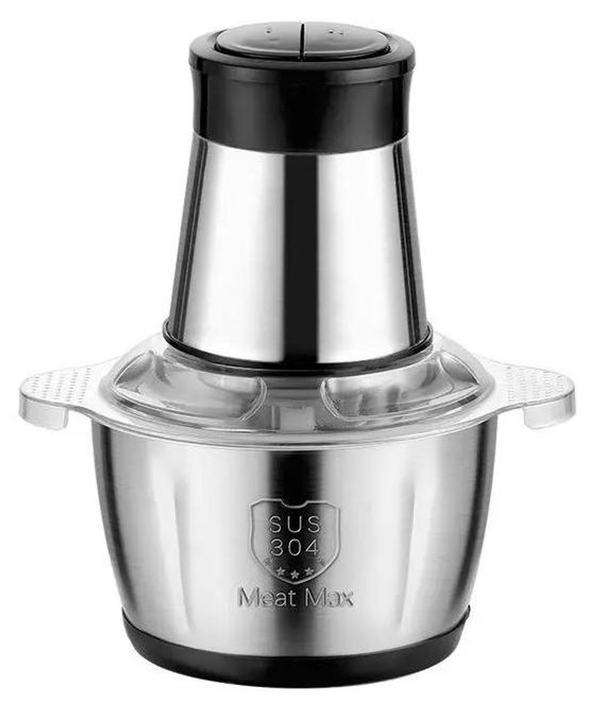 Elektrischer Zerkleinerer - Küchenmaschine Food Processor - 250W 220-240V - 2L Edelstahlschüssel - Doppelklinge - 2 Geschwindigkeiten - Schwarz