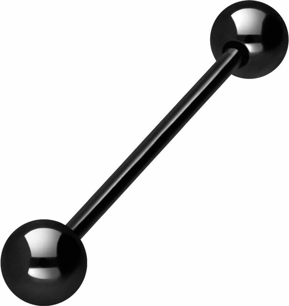 Zungenpiercing, Intim-Piercing Titan Barbell Schwarz Stablänge: 32mm + Stabstärke: 1,6mm + Kugelgröße: 6mm