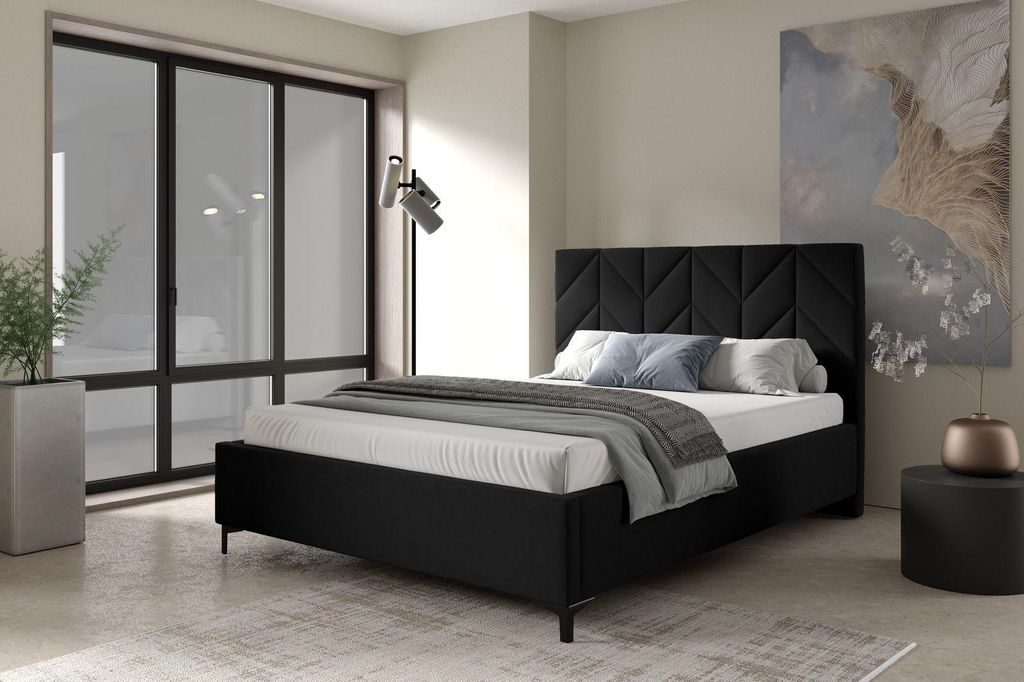 Polsterbett 160x200 ODETA 6 - schwarz