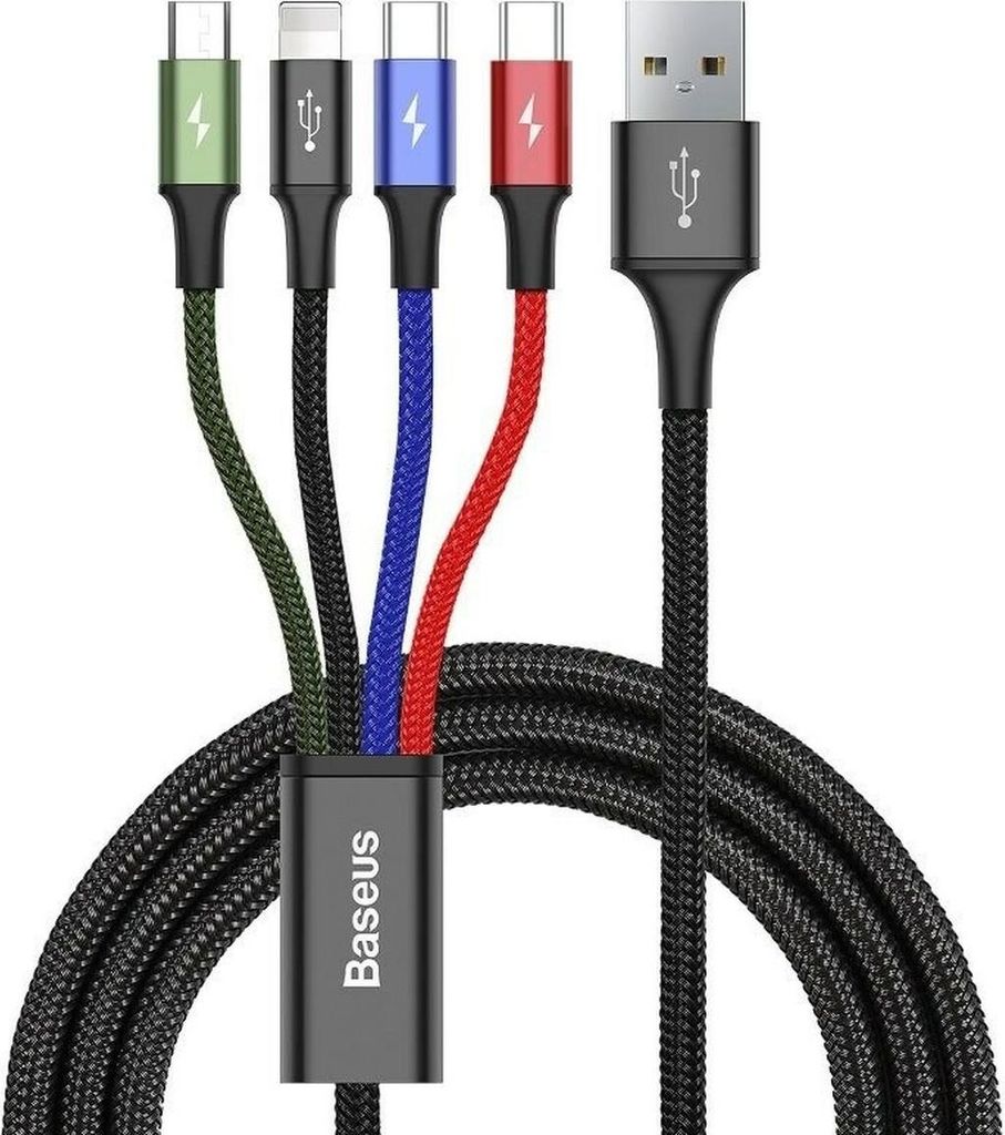 Baseus Rapid 4in1 USB-Kabel, 2xUSB-C / Lightning / Micro, 3,5A, 1,2m, schwarz