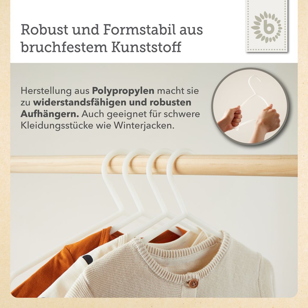 Bieco Kleiderbügel Kinder 32 St. Weiß | Länge ca. 30 cm | Produktbild 5