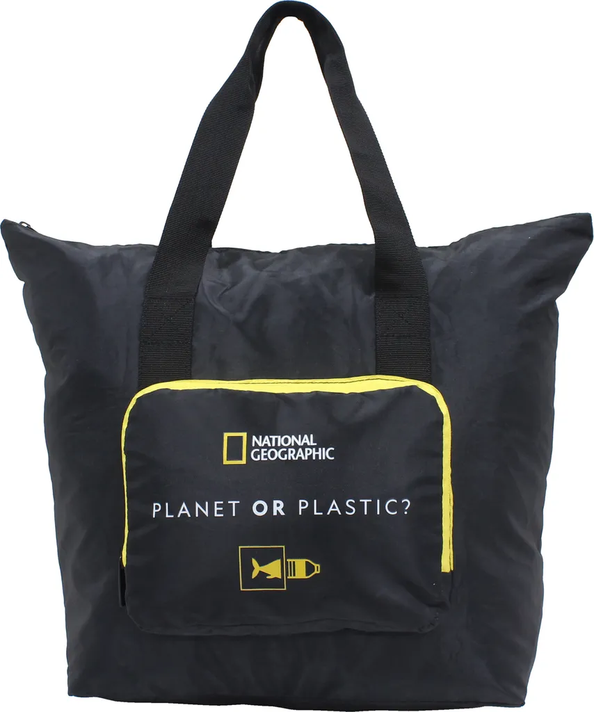 Sac de Courses Pliable National Geographic Noir en Tissu Recyclé Durable