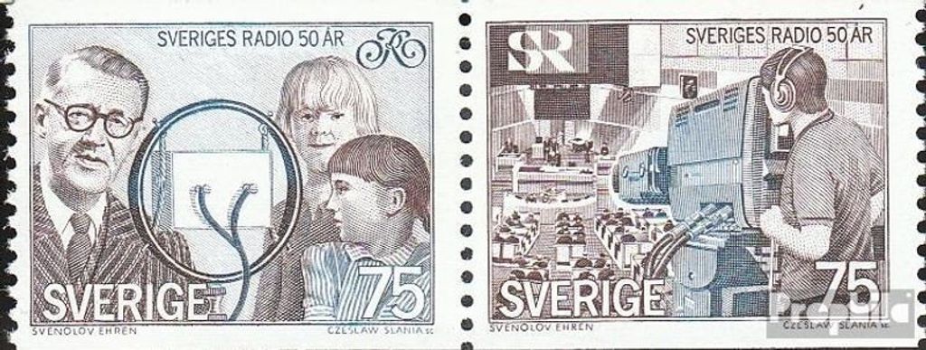 Briefmarken Schweden 1974 Mi 889-890 Paar (kompl.Ausg.) postfrisch 50 Jahre Rundfunk