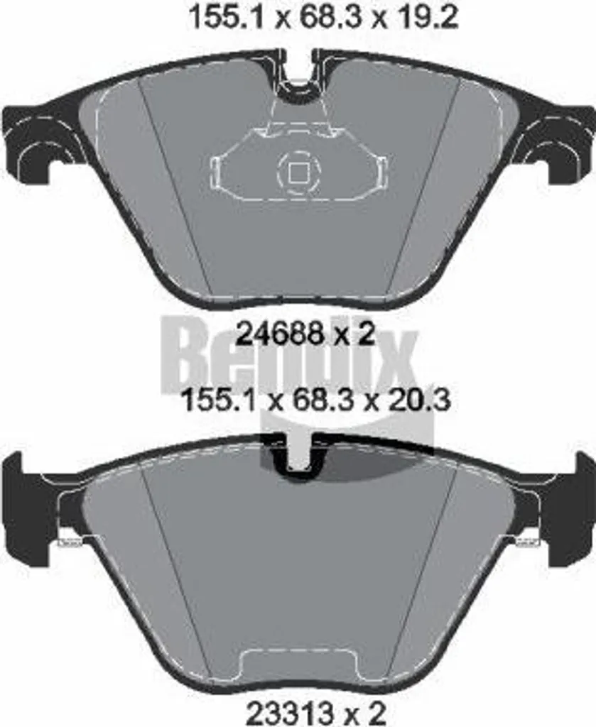 Jeu de plaquettes pour freins à disque BENDIX BPD1366 adaptable BMW