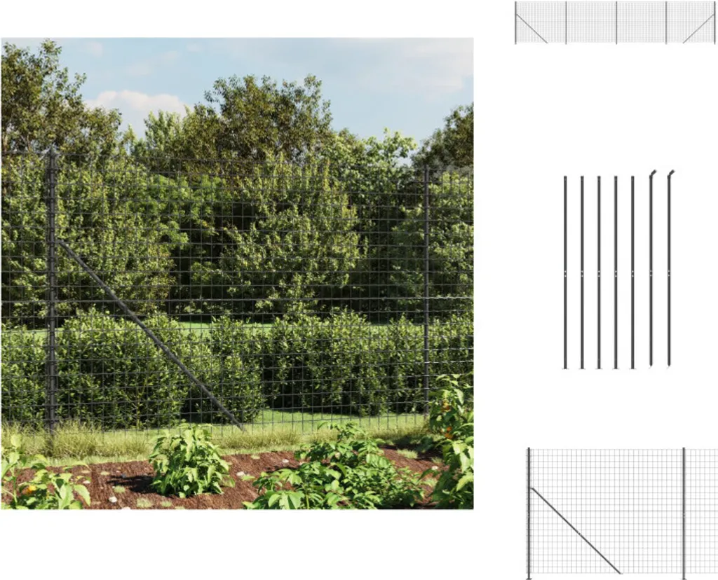 Recinzione Metallica Antracite vidaXL 1,4x10m - Kit Completo Flangia
