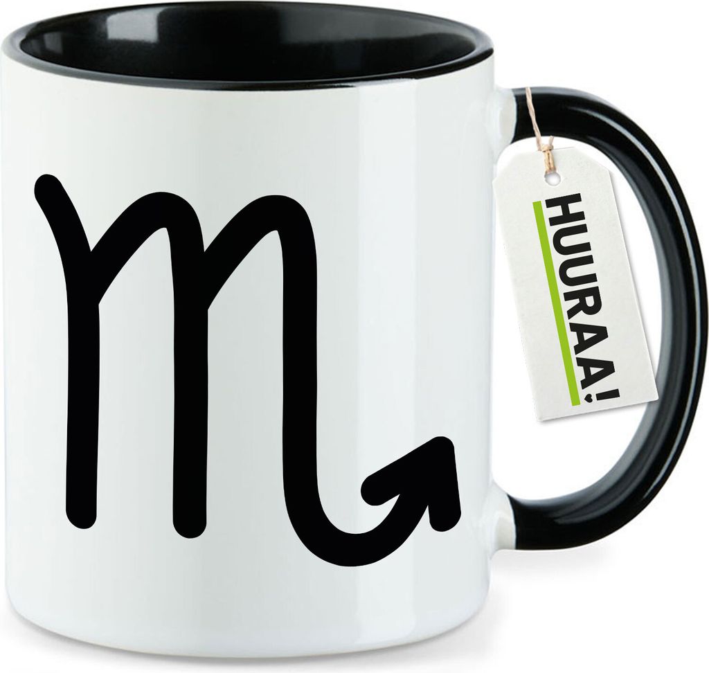 Huuraa Kaffeetasse Skorpion Sternzeichen Zeichen 330ml Schwarz Keramik Kaffeebecher Geschenkidee