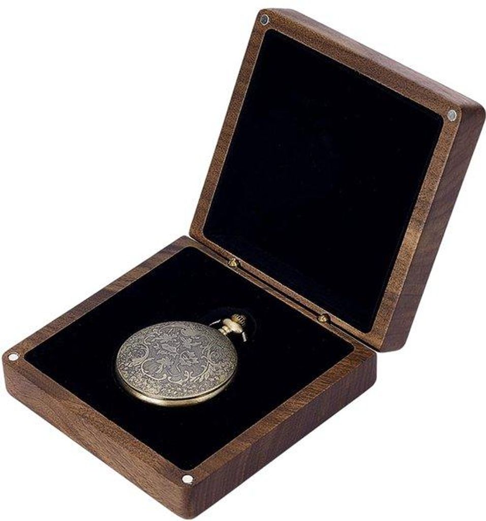 Holz Schachtel mit klarem Deckel und Tasche für Taschenuhr, Organizer-Case, Geschenkbox für Männer, Reise, Zuhause, Laden, Innendurchmesser 66x48mm