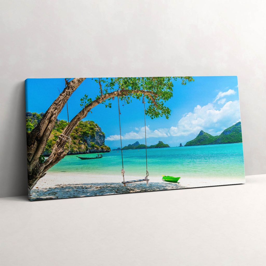 Sonnige Insel in Thailand – Leinwandbild Wandbild – 120x60 cm – Leinwandbilder – Wandbilder – Schlafzimmer – Flur