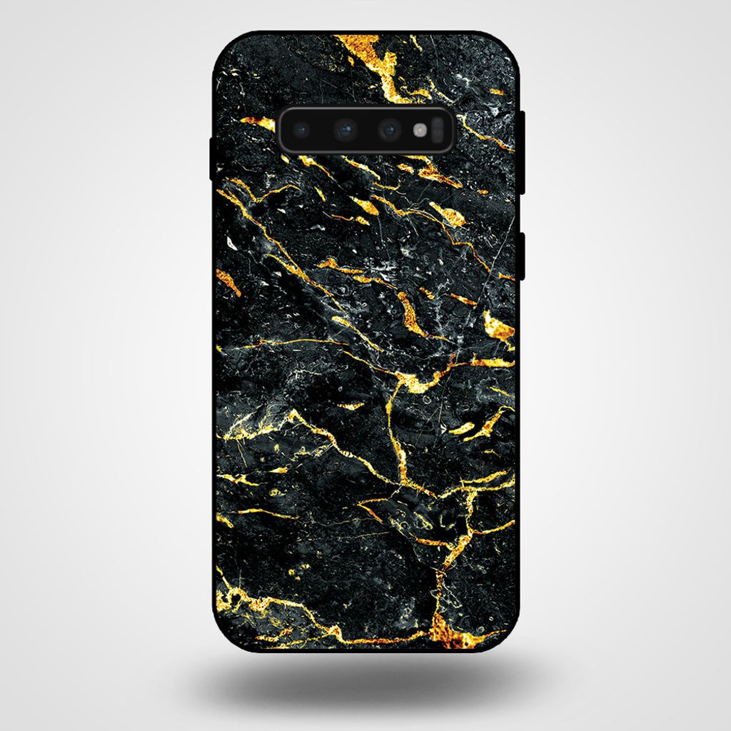 Smartphonica Telefon Fall für Samsung Galaxy S10 Plus mit Marmor Druck - TPU zurück Abdeckung Fall Marmor Design - Gold Schwarz