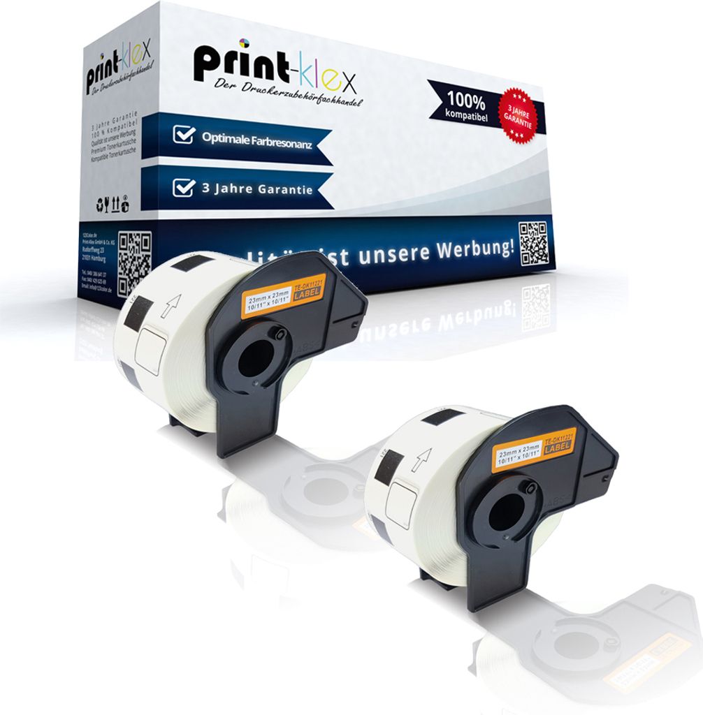 Print-Klex 2x Kompatible Etiketten-Rollen kompatibel mit Brother P-Touch DK-11221 P-Touch QL500 P-Touch QL500A P-Touch QL500BS P-Touch QL500BW DK11...