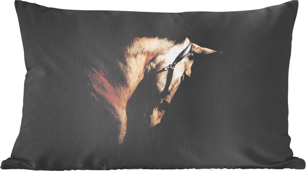 MuchoWow Zierkissen Sofakissen Wohnzimmer Dekokissen 50x30 cm Pferde - Halfter - Schwarz - Wohnzimmerdekoration - Polster mit Photo